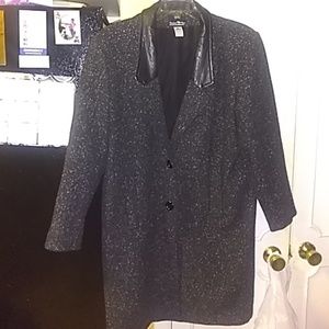 Wool Coat Leather Collar